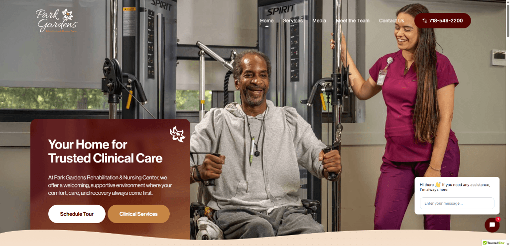 Facility website showing professional photography